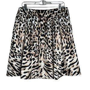 White House Black Market Sateen Leopard Print Skirt